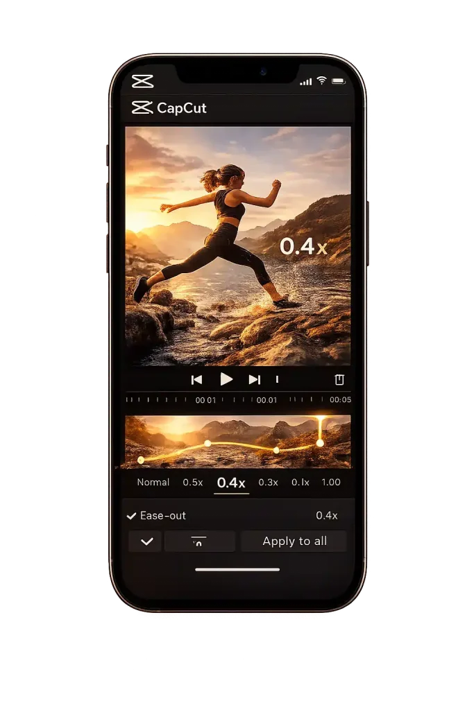 CapCut’s slow motion effect makes it easy to highlight key moments in your videos with smooth and eye-catching motion.