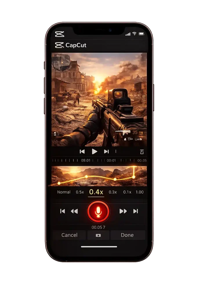 CapCut’s voice over recording feature lets users add their own voice directly to videos with ease.