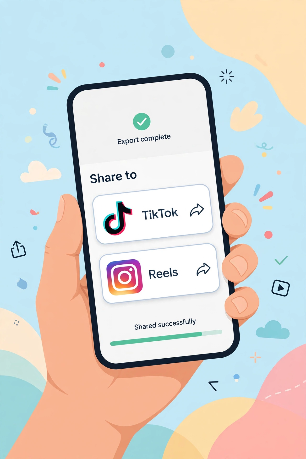 Exporting a finished vertical video from a phone to TikTok