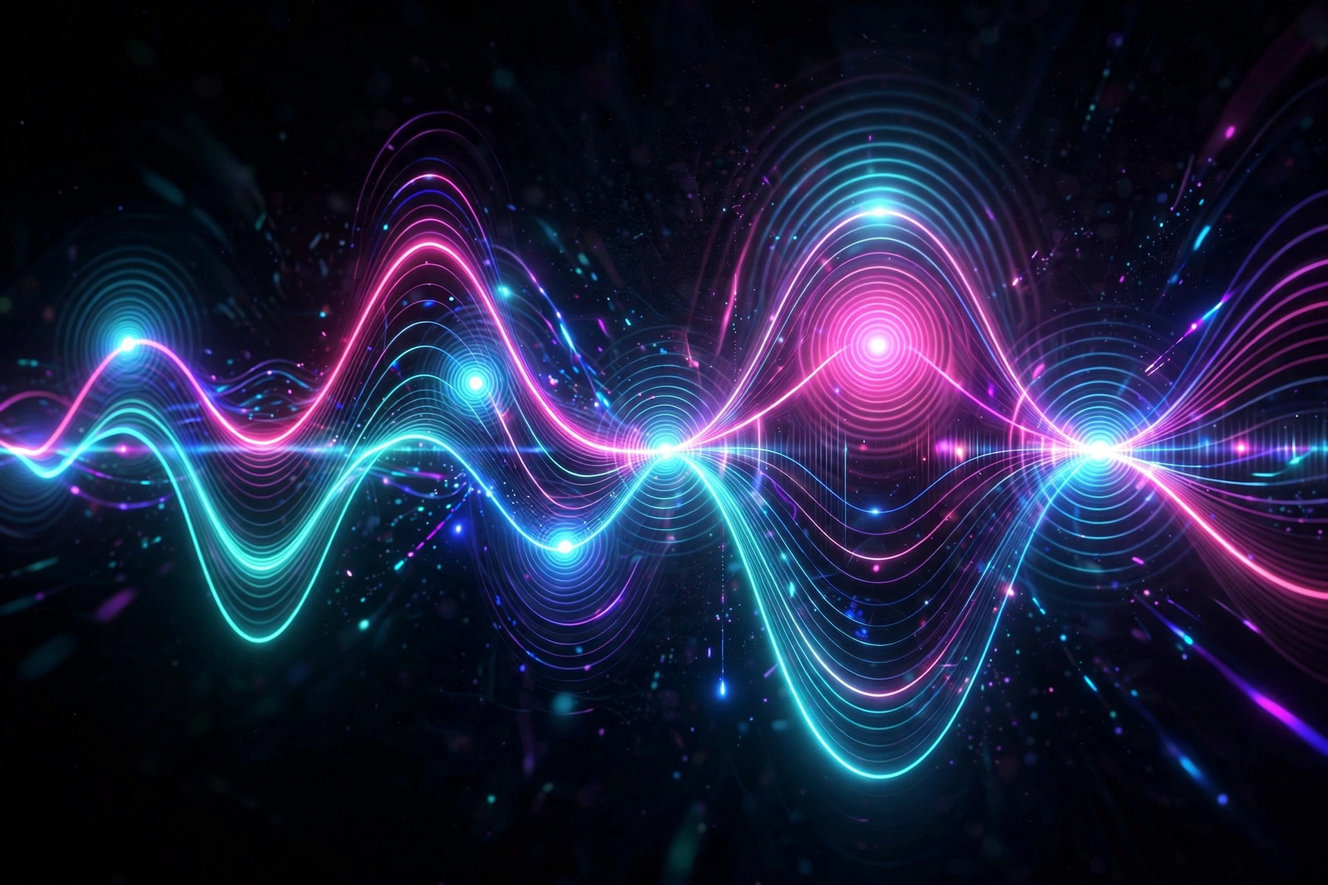 Audio waveform with beat pulses visualization